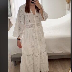 Azar Eyelet Lace Dress, Pale Lilac